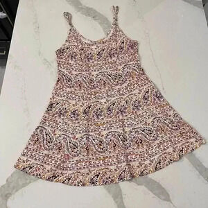 Billabong Sleeveless Floral Paisley Boho Cotton Blend Mini Dress Women’s Large